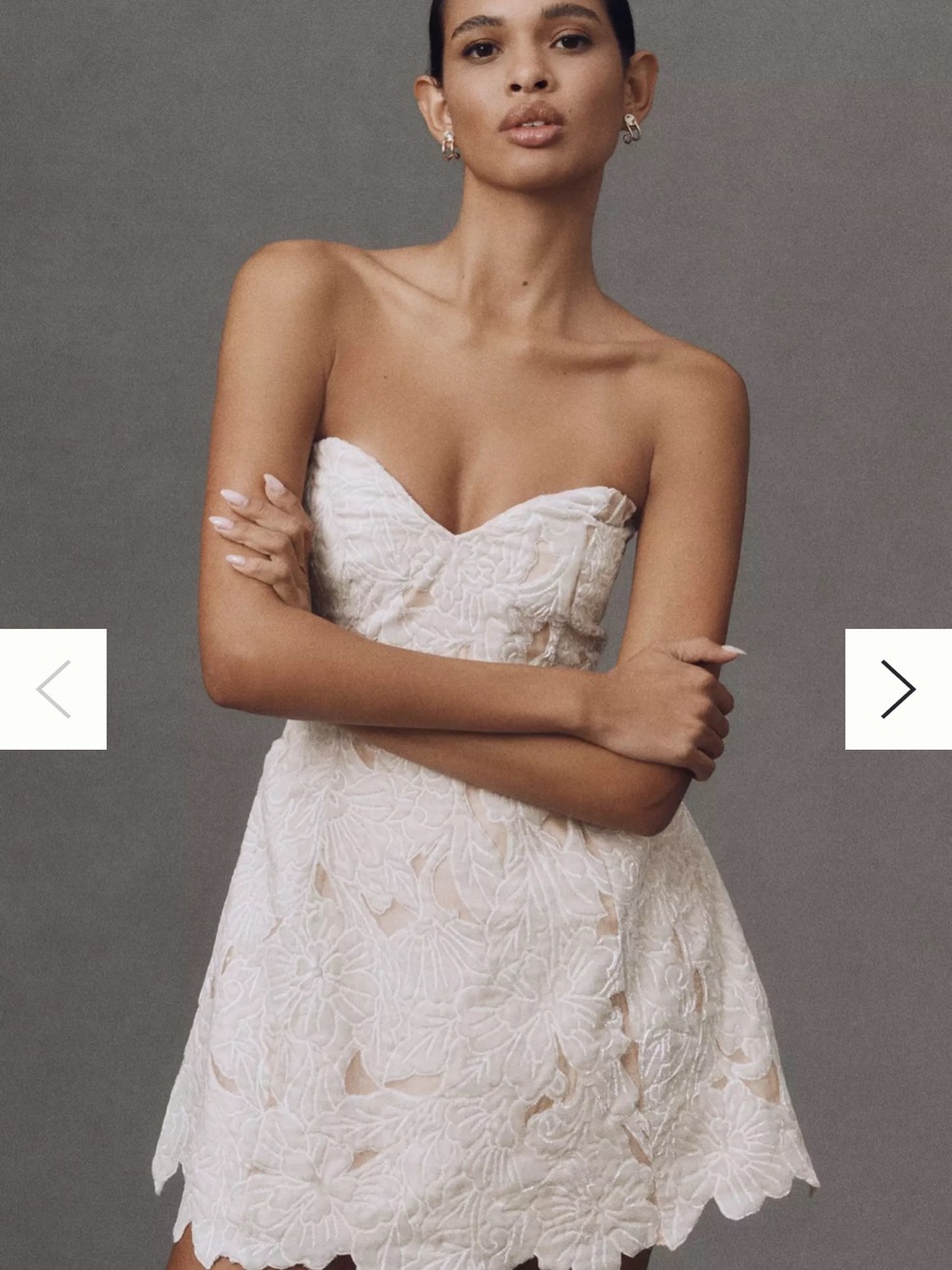 Anthropologie - Strapless White Floral Lace Mini Dress
